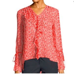 10 Crosby Derek Lam silk Red and White Floral Blouse